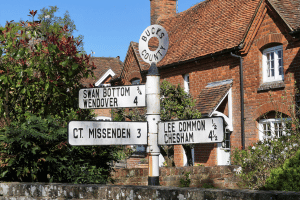 bucks-signpost A direction signpost showing places in Buckinghamshire, including Wendover, Great Missenden and Chesham.